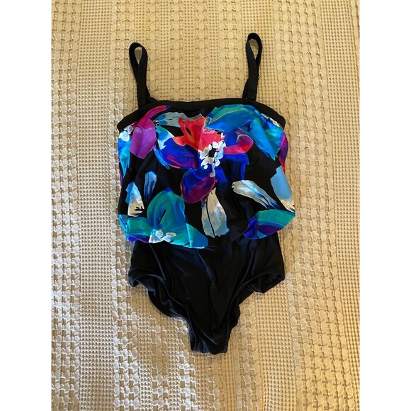 Women’s Swimsuit Size  XL One Piece “2 Bamboo” Adjustable Straps Beach Pool Chic - Picture 4 of 7